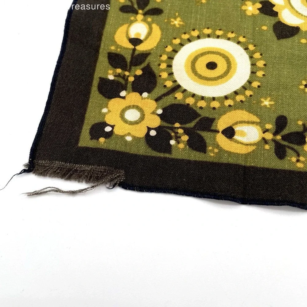 Vintage Mid Century Scandinavian Folk Art Floral Bird Linen Tea Towel